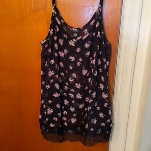 Sheer black and floral print top